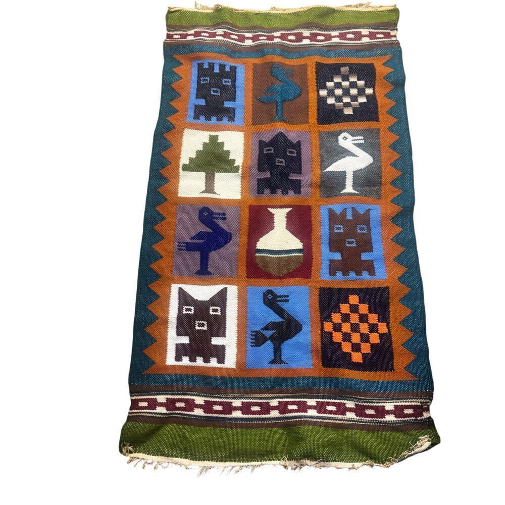 Vintage Hand Made Wall Tapestry Woolen Woven Tapestry Size 25”X46” NEW